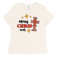 Bone merry christmas cross Ladies Tee - RanaPortraitStore