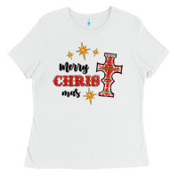 White merry christmas cross Ladies Tee - RanaPortraitStore