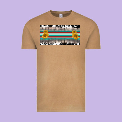 Western Cowhide Serape Sunflower Mama License Plate Vintage Tee Designed By Barkaloodesign