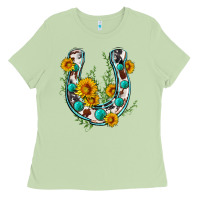 Matcha cowhide sunflower horseshoe Ladies Tee - Zillion Design Studio
