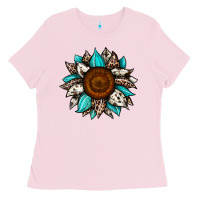 Bubblegum Pink sunflower cowhide Ladies Tee - JahusDesignShop