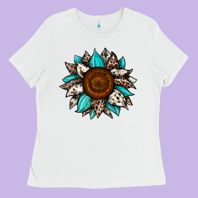 Sunflower Cowhide Ladies Tee Designed By Jahusdesignshop