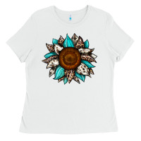 White sunflower cowhide Ladies Tee - JahusDesignShop