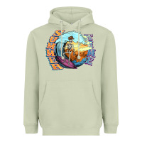 Matcha summer time skeleton surfing Heavyweight Hoodie - NancyCooperArtShop