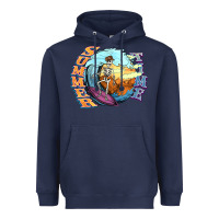 Navy summer time skeleton surfing Heavyweight Hoodie - NancyCooperArtShop