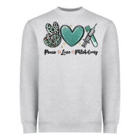 Heather Grey peace love phlebotomy Heavyweight Sweatshirt - MaliasSmallBusiness