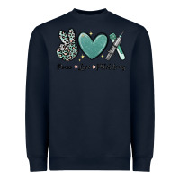 Navy peace love phlebotomy Heavyweight Sweatshirt - MaliasSmallBusiness