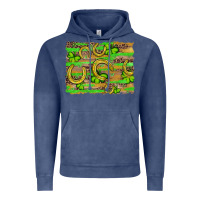 Vintage Denim horseshoe shamrock leopard wood glitter background Vintage Hoodie - Artiststas
