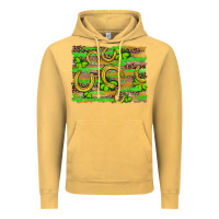 Vintage Mustard horseshoe shamrock leopard wood glitter background Vintage Hoodie - Artiststas