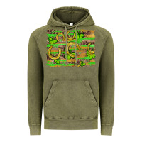 Vintage Olive horseshoe shamrock leopard wood glitter background Vintage Hoodie - Artiststas