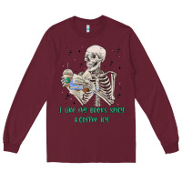 Burgundy i like my books spicy and coffee icy Long Sleeve Tee - MaliasSmallBusiness