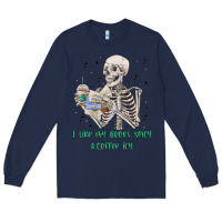 Navy i like my books spicy and coffee icy Long Sleeve Tee - MaliasSmallBusiness