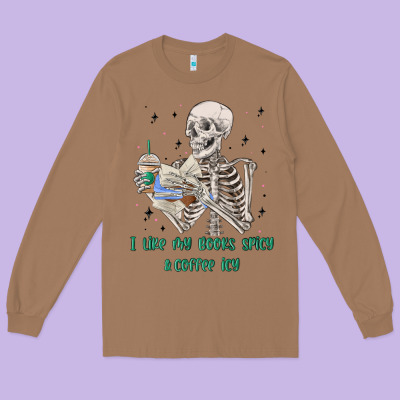 I Like My Books Spicy And Coffee Icy Long Sleeve Tee Designed By Maliassmallbusiness