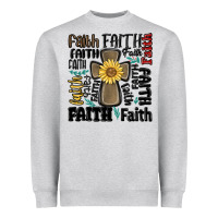 Heather Grey faith cross Heavyweight Sweatshirt - MaliasSmallBusiness