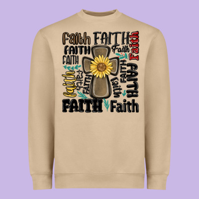 Faith Cross Heavyweight Sweatshirt Designed By Maliassmallbusiness