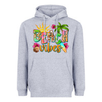 Heather Grey Beach vibes Heavyweight Hoodie - NancyCooperArtShop