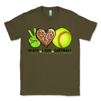 Army Green peace love softball Classic Tee - AdoDesignShop