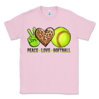 Bubblegum Pink peace love softball Classic Tee - AdoDesignShop