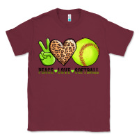 Burgundy peace love softball Classic Tee - AdoDesignShop