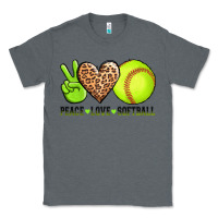 Charcoal Heather peace love softball Classic Tee - AdoDesignShop