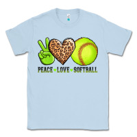 Dusty Blue peace love softball Classic Tee - AdoDesignShop