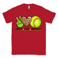 Red peace love softball Classic Tee - AdoDesignShop