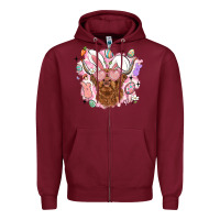 Burgundy highland heifer easter Zipper Hoodie - LillyAllenDesigns