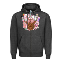 Charcoal Heather highland heifer easter Zipper Hoodie - LillyAllenDesigns