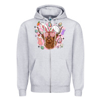 Heather Grey highland heifer easter Zipper Hoodie - LillyAllenDesigns