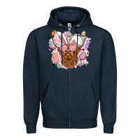 Navy highland heifer easter Zipper Hoodie - LillyAllenDesigns