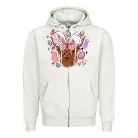 Oatmeal Heather highland heifer easter Zipper Hoodie - LillyAllenDesigns