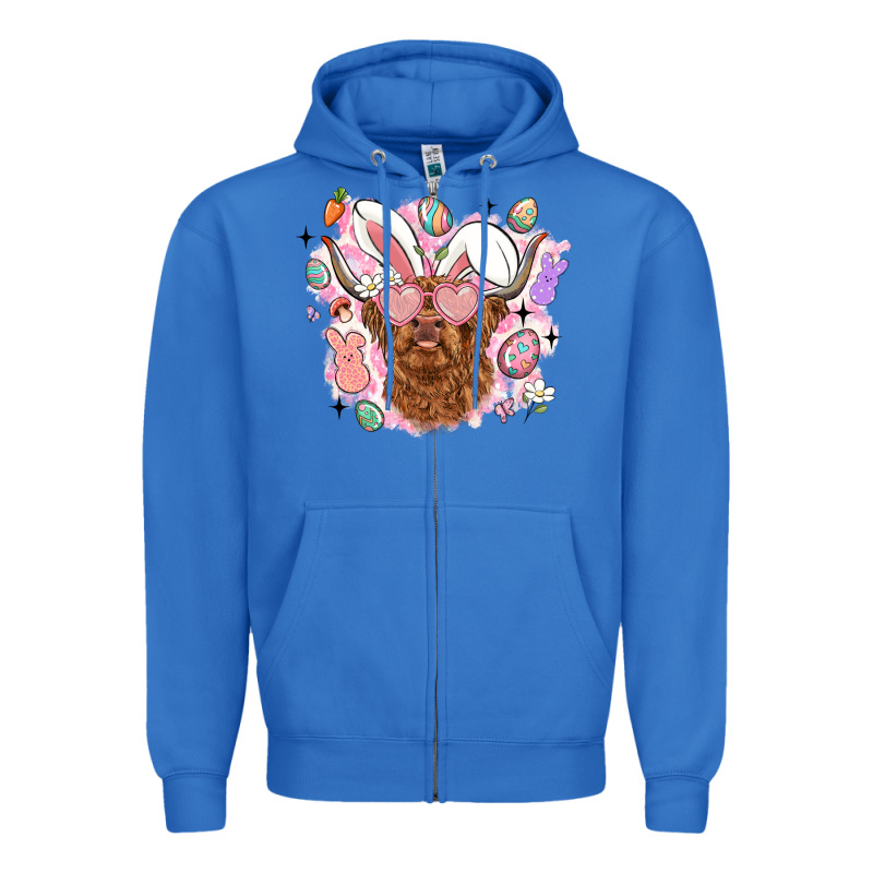 Highland Heifer Easter Zipper Hoodie by LillyAllenDesigns | Teevron