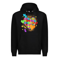 Black Autism hearts Premium Hoodie - NancyCooperArtShop
