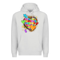 Dove Grey Autism hearts Premium Hoodie - NancyCooperArtShop