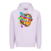Lilac Autism hearts Premium Hoodie - NancyCooperArtShop