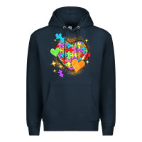 Navy Autism hearts Premium Hoodie - NancyCooperArtShop