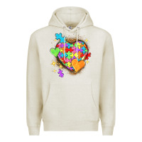 Oatmeal Heather Autism hearts Premium Hoodie - NancyCooperArtShop