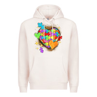 Pale Pink Autism hearts Premium Hoodie - NancyCooperArtShop