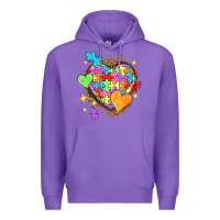 Purple Autism hearts Premium Hoodie - NancyCooperArtShop