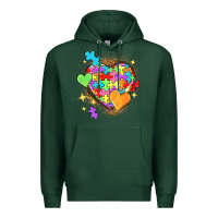 Sports Green Autism hearts Premium Hoodie - NancyCooperArtShop