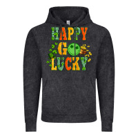 Vintage Black happy go lucky  with coin and shamrock Vintage Hoodie - Artiststas