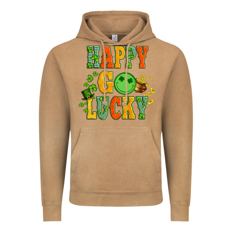 Happy Go Lucky  With Coin And Shamrock Vintage Hoodie by Artiststas | Teevron