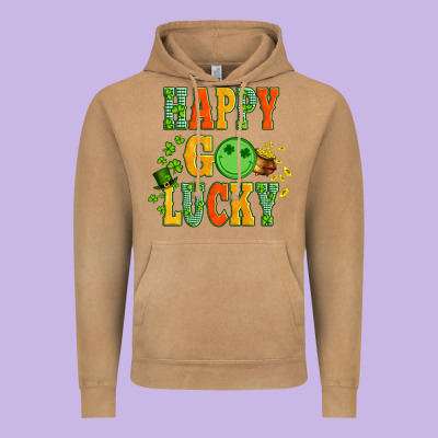 Happy Go Lucky  With Coin And Shamrock Vintage Hoodie Designed By Artiststas