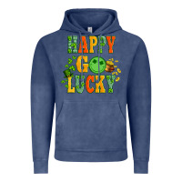 Vintage Denim happy go lucky  with coin and shamrock Vintage Hoodie - Artiststas