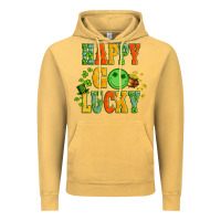 Vintage Mustard happy go lucky  with coin and shamrock Vintage Hoodie - Artiststas