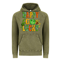 Vintage Olive happy go lucky  with coin and shamrock Vintage Hoodie - Artiststas