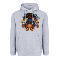 Heather Grey blue and gold american football afro messy bun Heavyweight Hoodie - texasbilliewilder