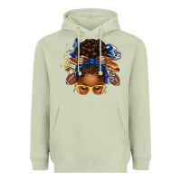 Matcha blue and gold american football afro messy bun Heavyweight Hoodie - texasbilliewilder