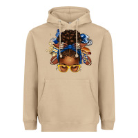 Mushroom blue and gold american football afro messy bun Heavyweight Hoodie - texasbilliewilder
