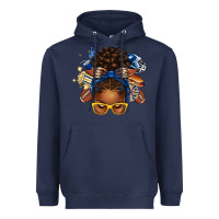 Navy blue and gold american football afro messy bun Heavyweight Hoodie - texasbilliewilder